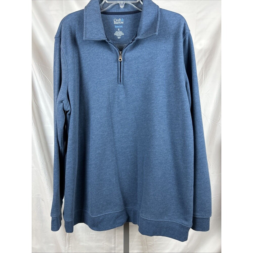 Croft & Barrow Mens Half Zip Pullover Hoodie Cotton Size XL Blue